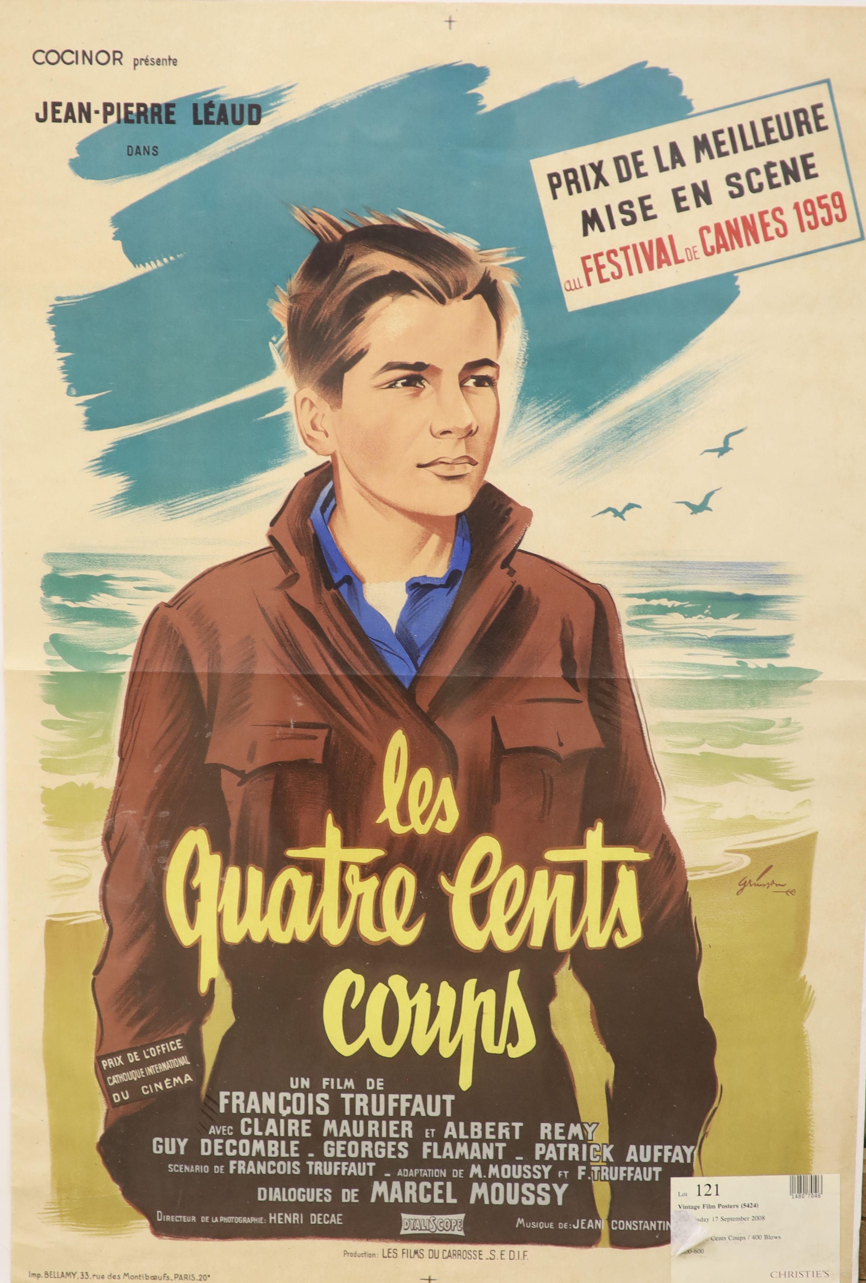 A French film poster for Le Quatre Cents Coups (400 Blows), 59 x 40cm, unframed